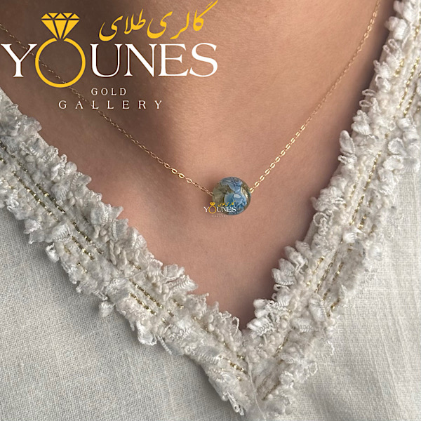 گردنبند طلا سنگی گل فیروزه ای